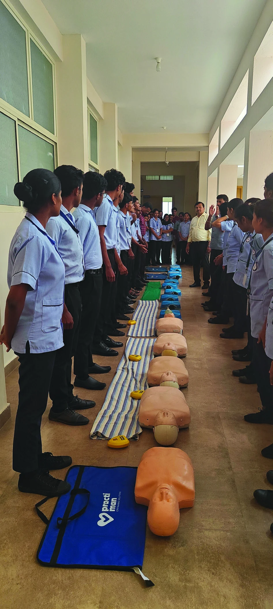 Nursing students participating in emergency skills training